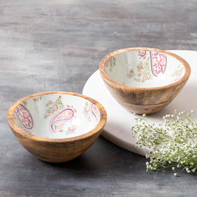 teak wood bowl set