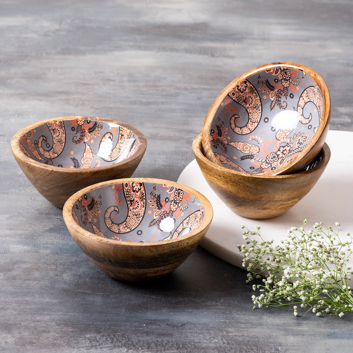 teak wood bowl set