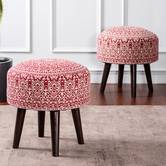 red ottoman stool