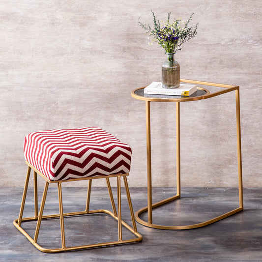 New Metallic Ottomans with Table