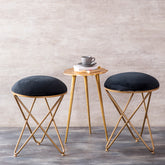 Metallic Ottoman Set of 2 with Aluminium Table