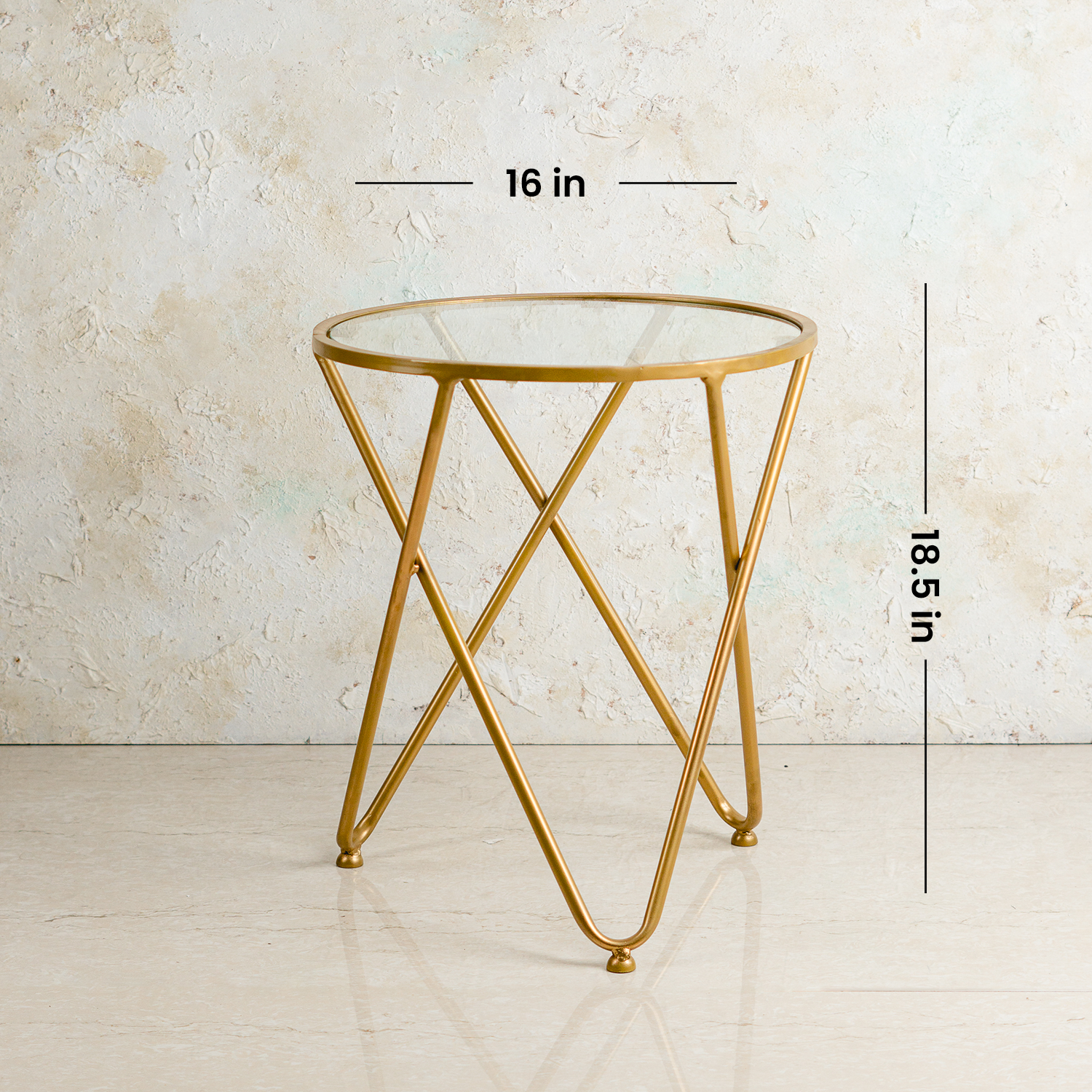 Cross Leg Side Table for Living Room | Cross Leg Glass Corner Table 