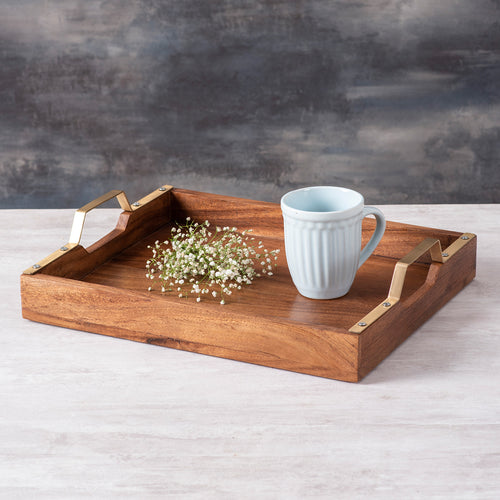 wooden tray with handles
