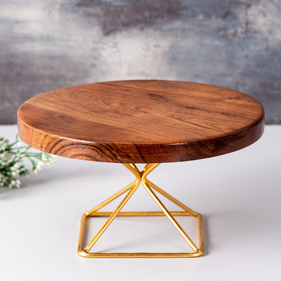 Vidorra Teak Wood Cake Stand Gold