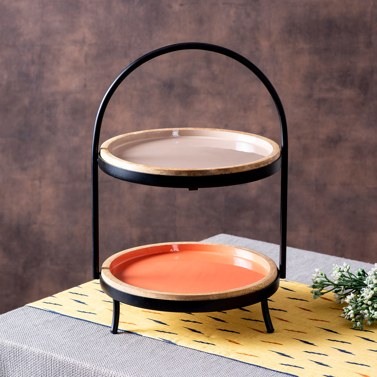 2 tier iron cake stand