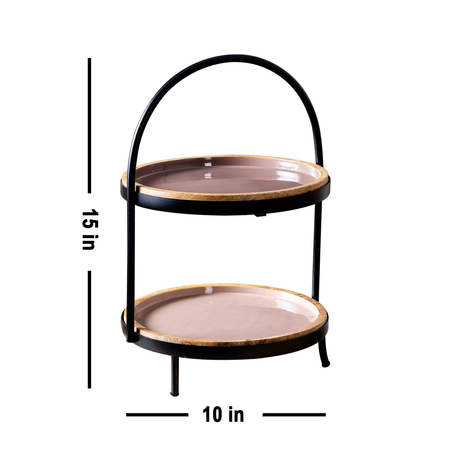2 tier wooden cake stand