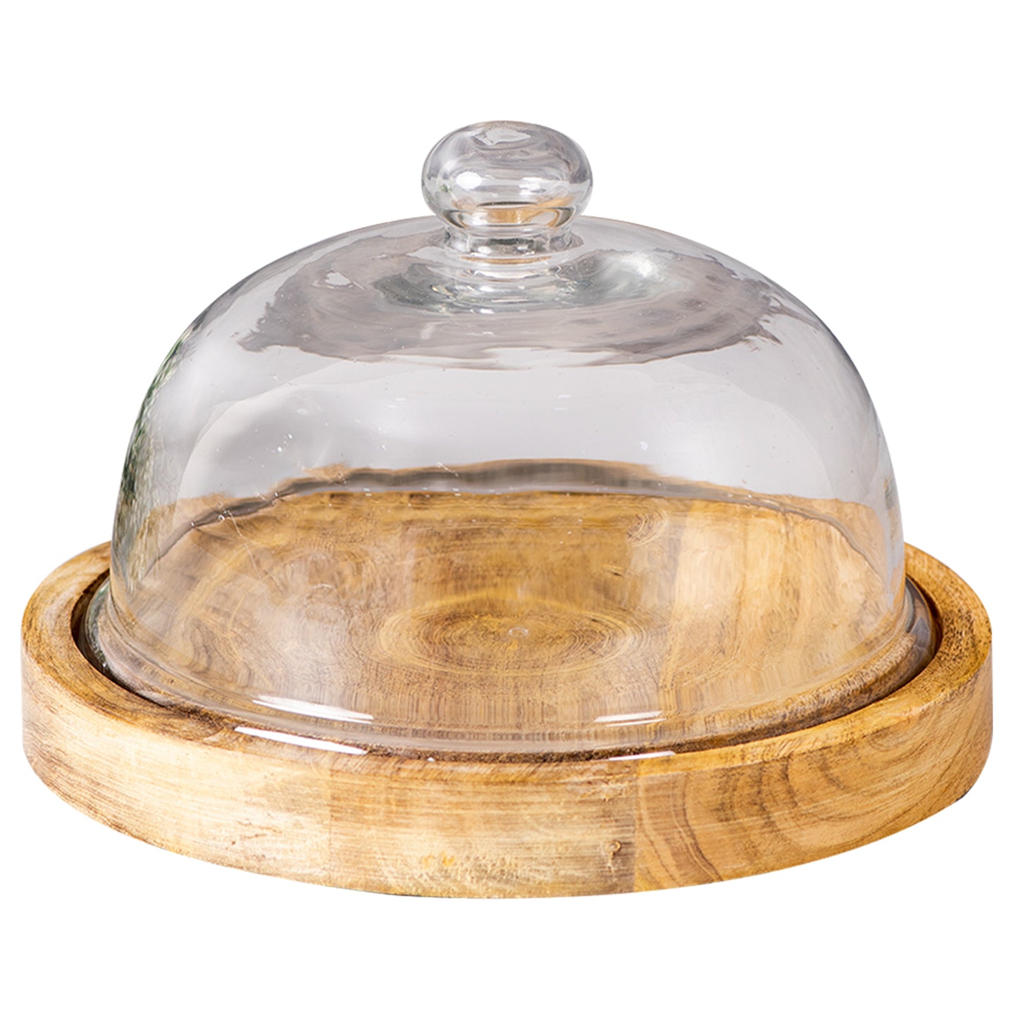 teak wood dome cake stand
