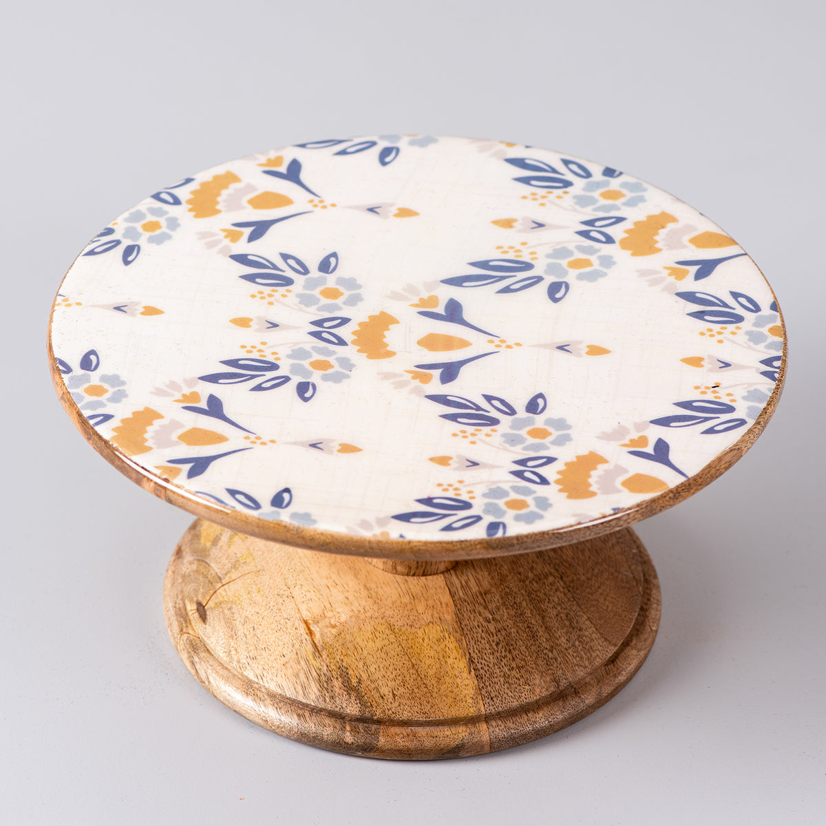 printed wooden cake stand