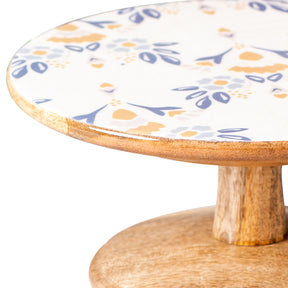 printed wooden cake stand