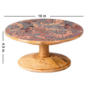 printed wooden cake stand