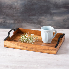 wooden tray with handles