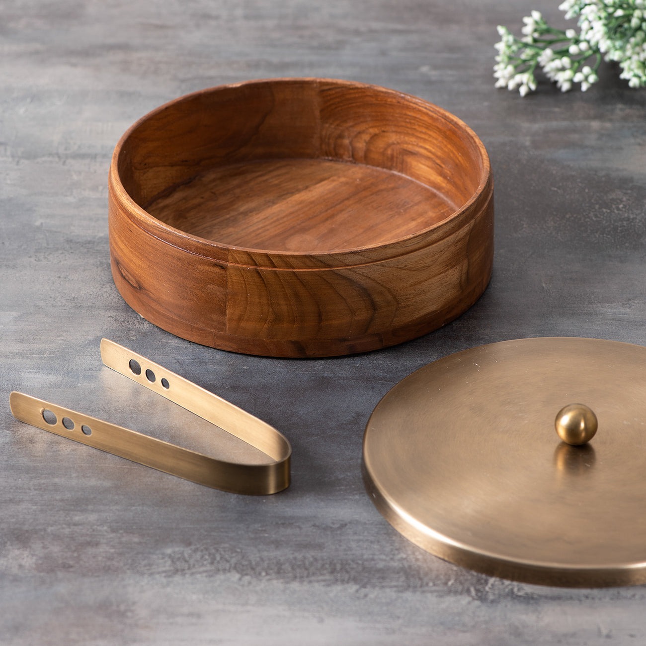 Acacia Roti Box Buy Gold Acacia Wood Roti Box with Tong Online in India - Nestroots